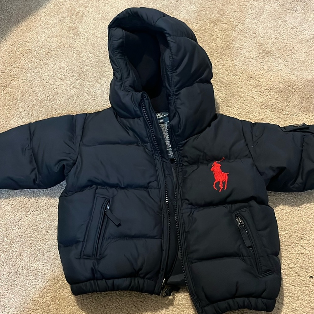 Polo by Ralph Lauren Black Puffer Jacket with Red Logo